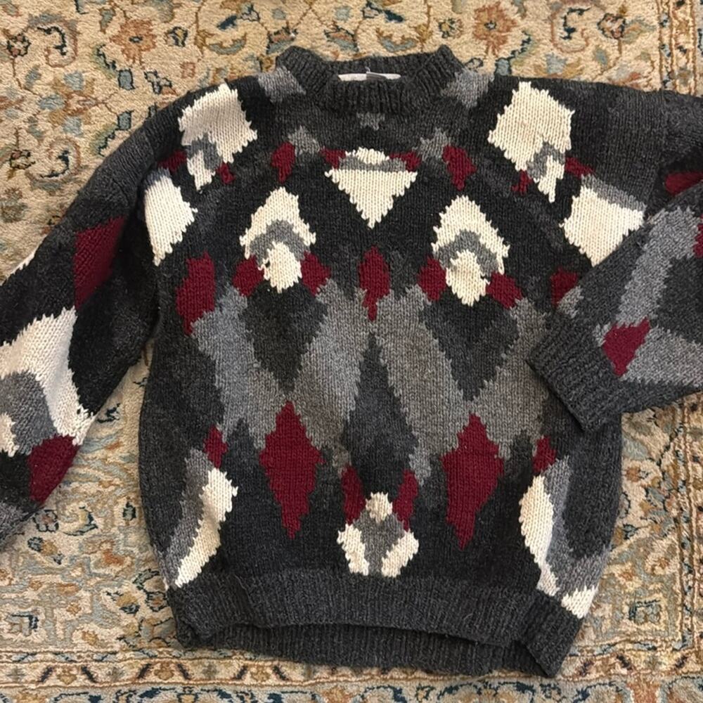 Vintage John Ashford Handknit 100% Wool Fisherman Sweater